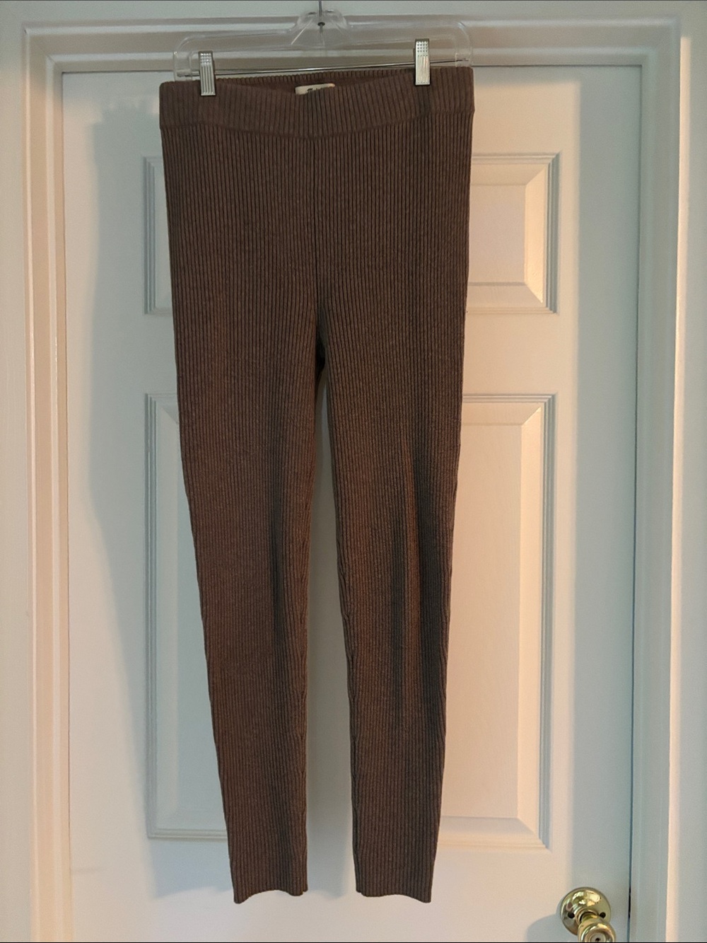 Madewell Cashmere Ribbed High-Waist Leggings - Taupe
